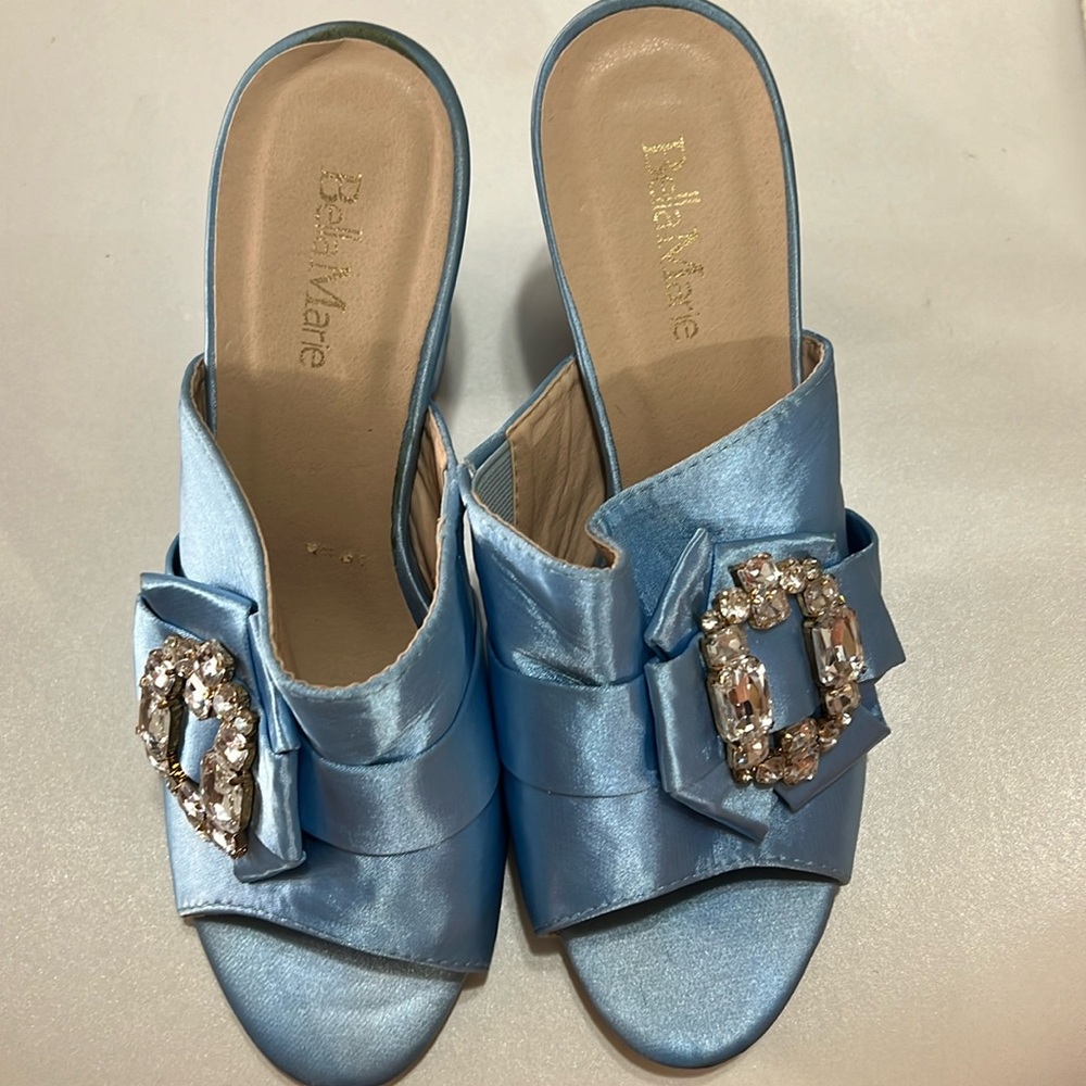 Women Shoes Sky Blue w Rhinestone Fabric Size 10